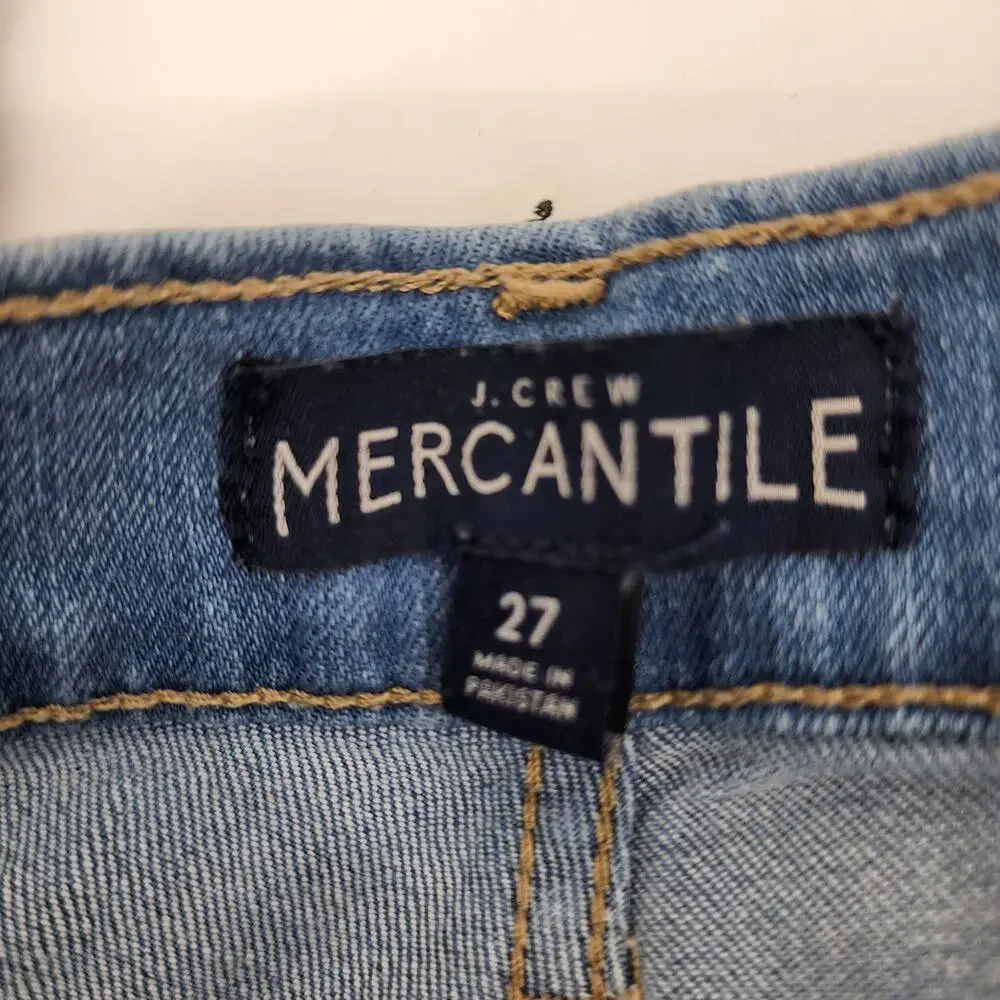 J. Crew Mercantile Straight High Rise Patch Pocket Medium Wash Jeans Size 27